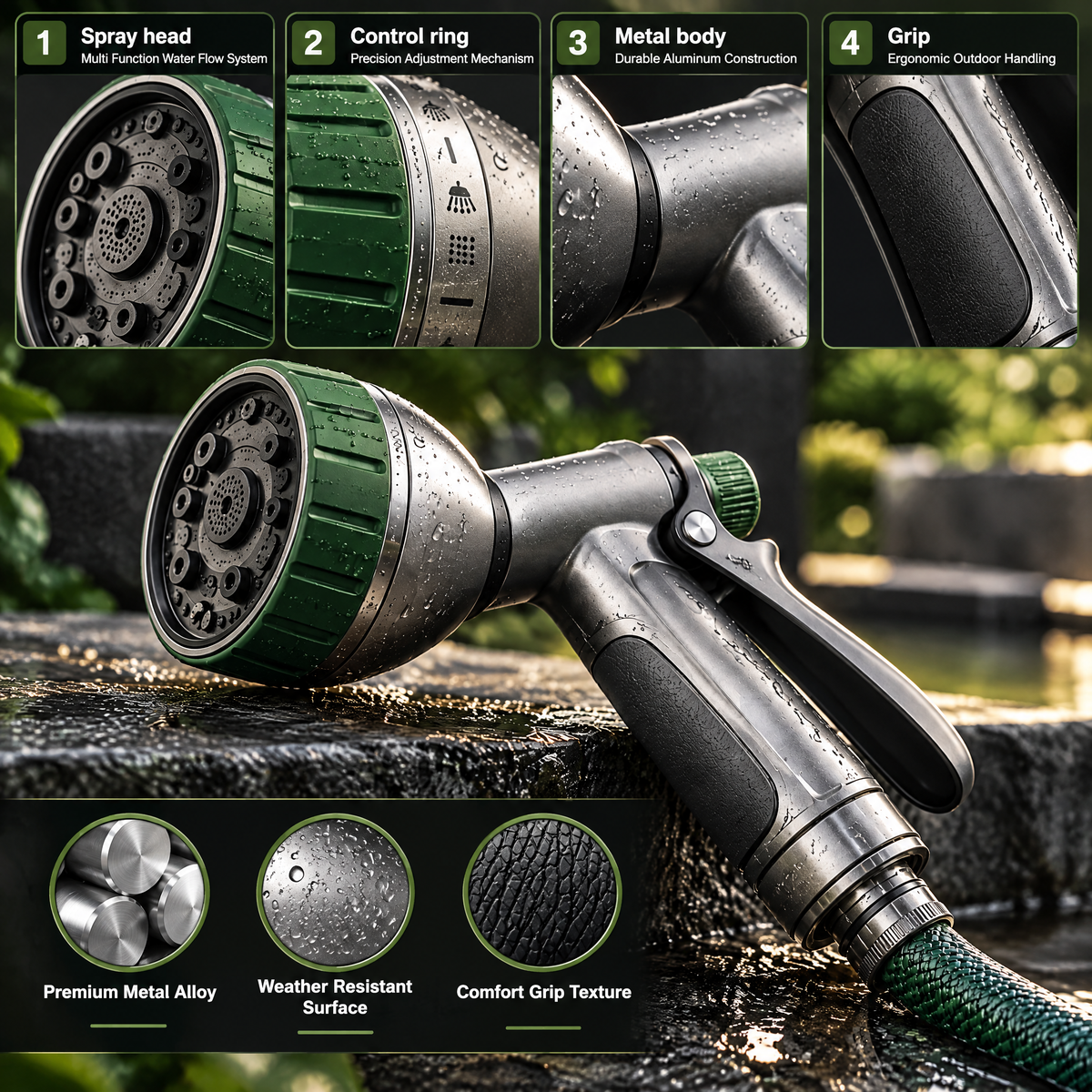 Avelynth™ Multi-Pattern Garden Hose Nozzle