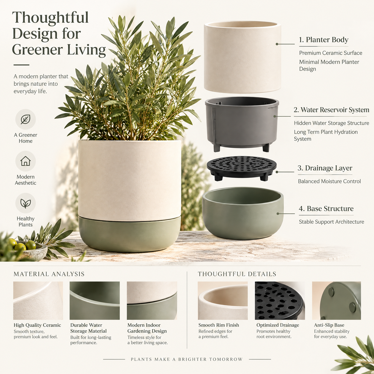 Avelynth™ Modern Self-Watering Planter