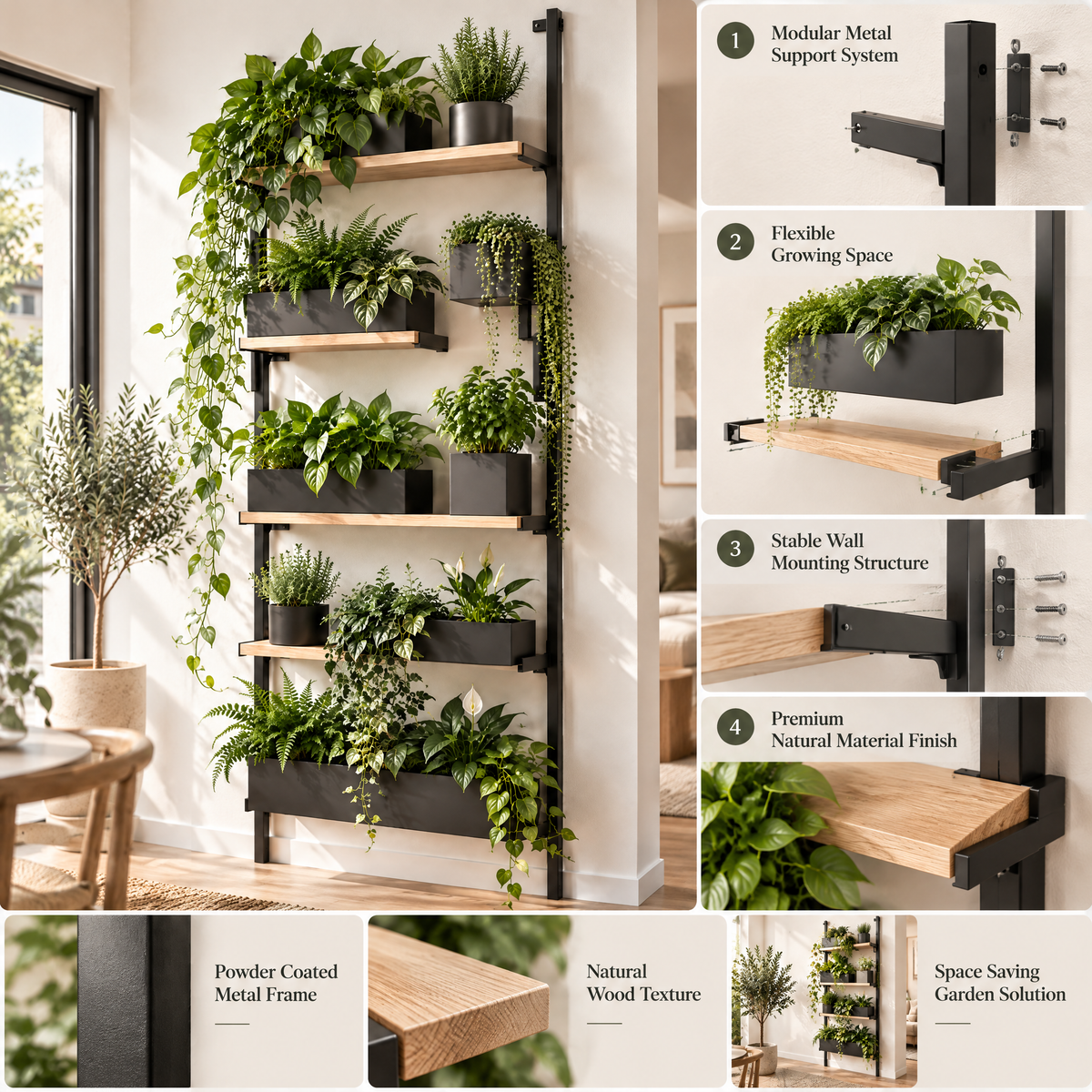 Avelynth™ Wall-Mounted Vertical Plant Shelf