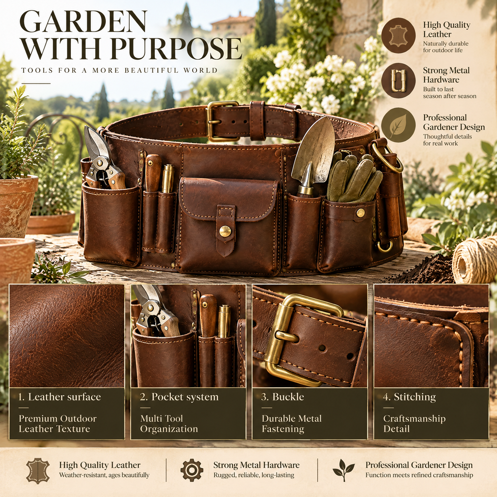 Avelynth™ Leather Garden Tool Belt